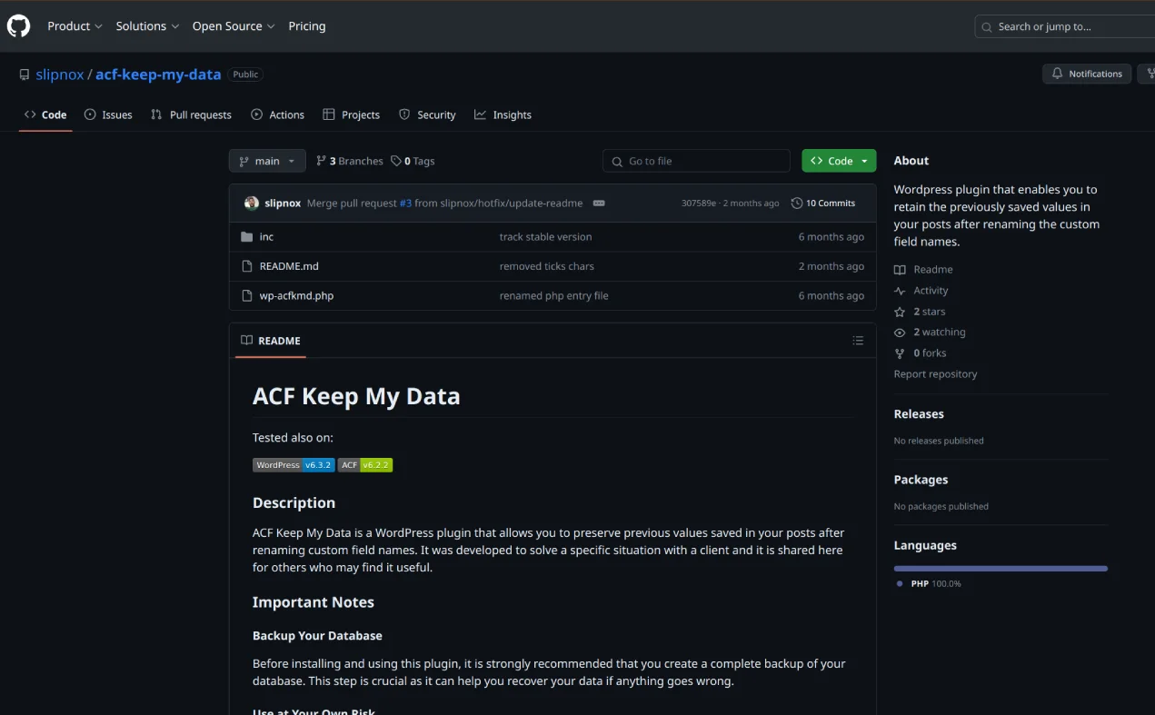 ACF Keep My Data